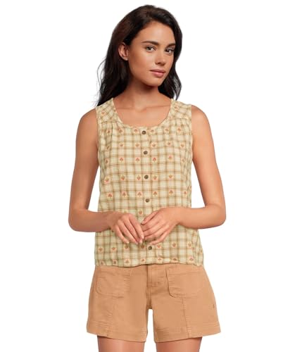 Toad&Co Womens Manzana Button Front Tank Barley Strawberry Small